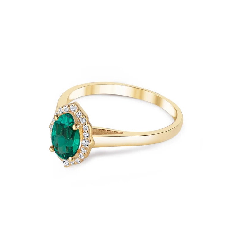 Lab Emerald Glow Ring in Gold Vermiel - djoyr