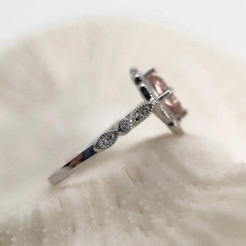 Princess Cut Morganite Ring 18K Rose Gold - djoyr