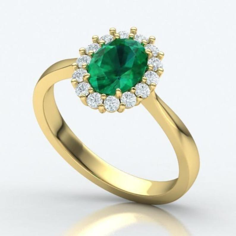 Lab Grown Emerald Luna Supreme Ring in Gold Vermeil - djoyr