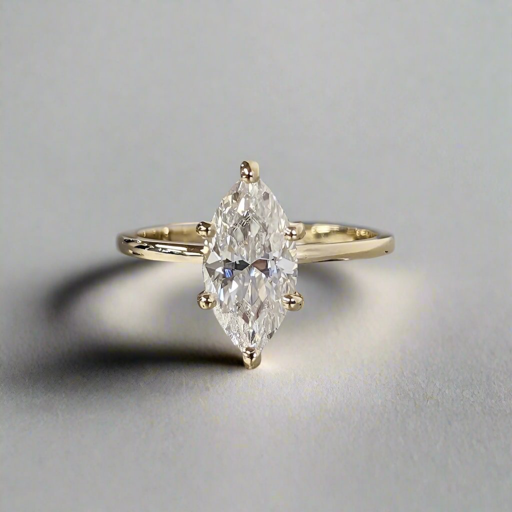 Pictorial Marquise Cut Lab Diamond Solitaire Ring