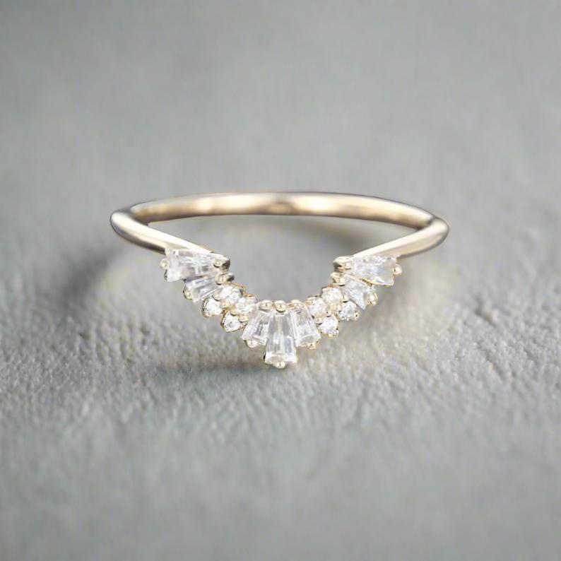 Moissanite Sculptor Arc Baguette Ring