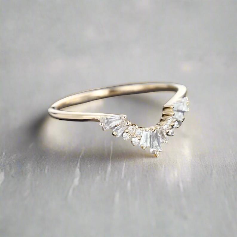 Moissanite Sculptor Arc Baguette Ring