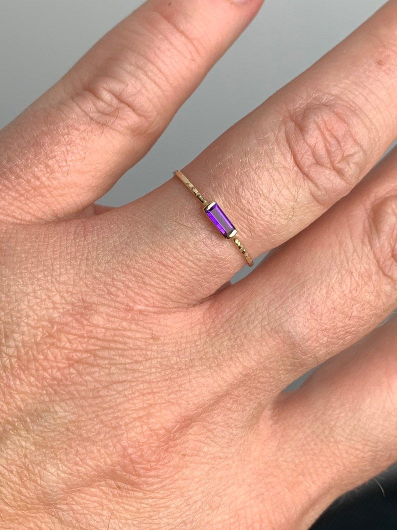 Amethyst Baguette Ring