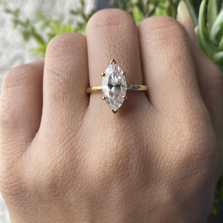 Pictorial Marquise Cut Moissanite Solitaire Ring - djoyr