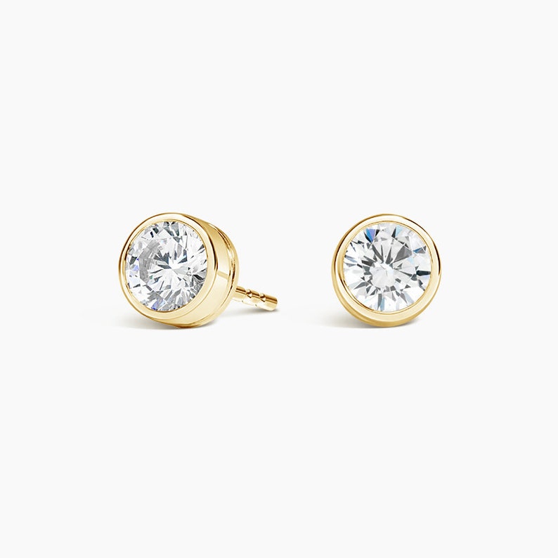 Bezel Set Lab Diamond Solitaire Stud Earrings