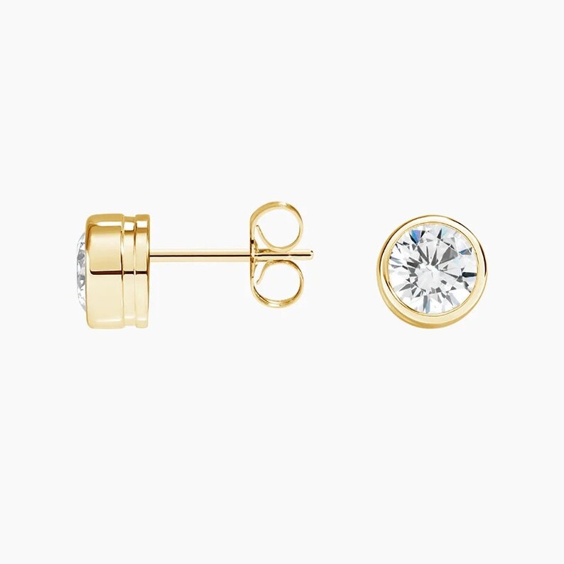 Bezel Set Lab Diamond Solitaire Stud Earrings