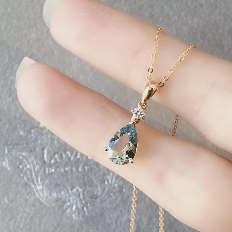 Aquamarine Tear drop Necklace - djoyr