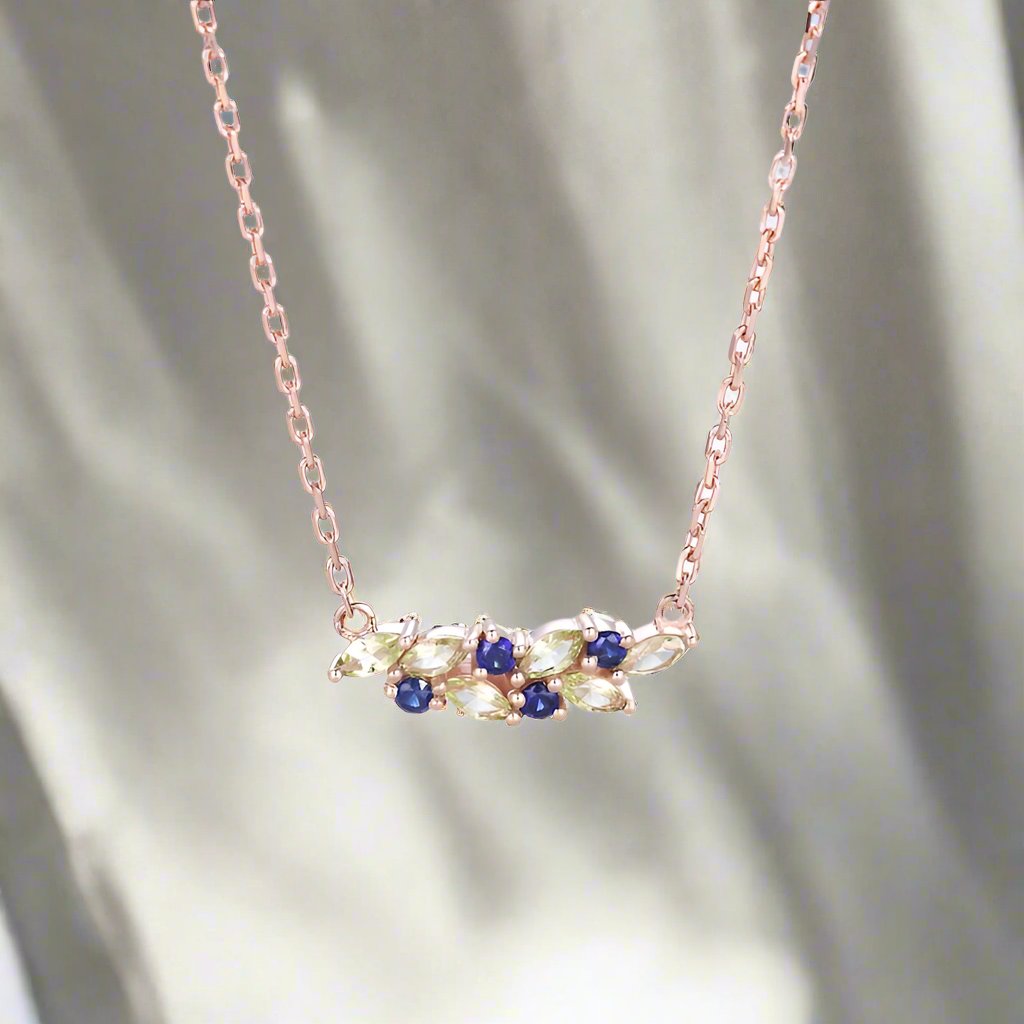 Peridot and sapphire Necklace - djoyr