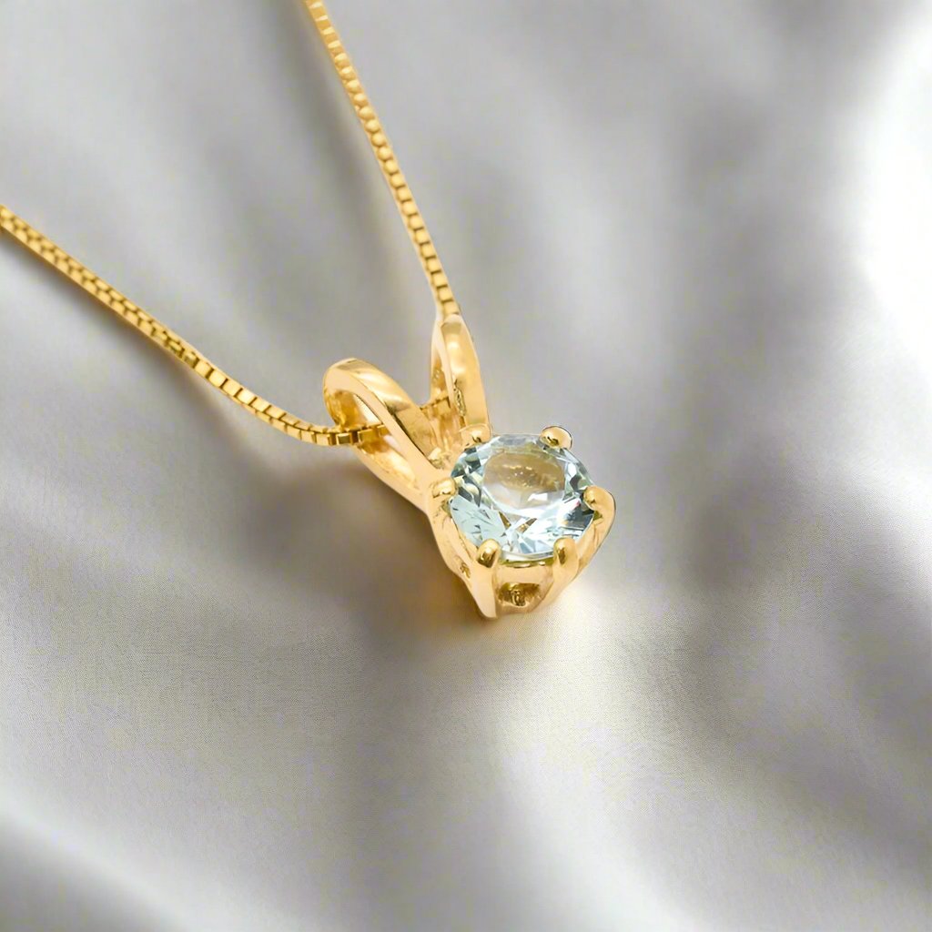 Aquamarine Solitaire Pendent - djoyr