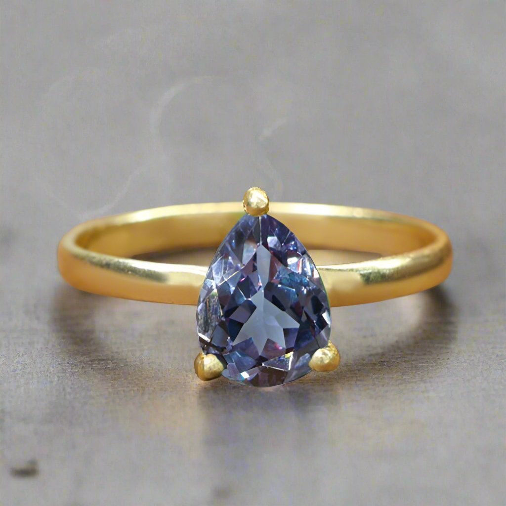 Alexandrite Pear Cut Ring