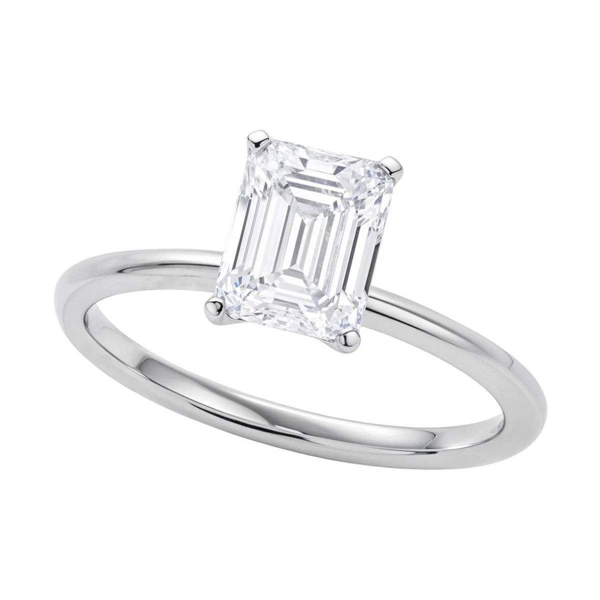 1 1/2 Carat Emerald Lab Grown IGI G/VS1 Diamond Solitaire Ring