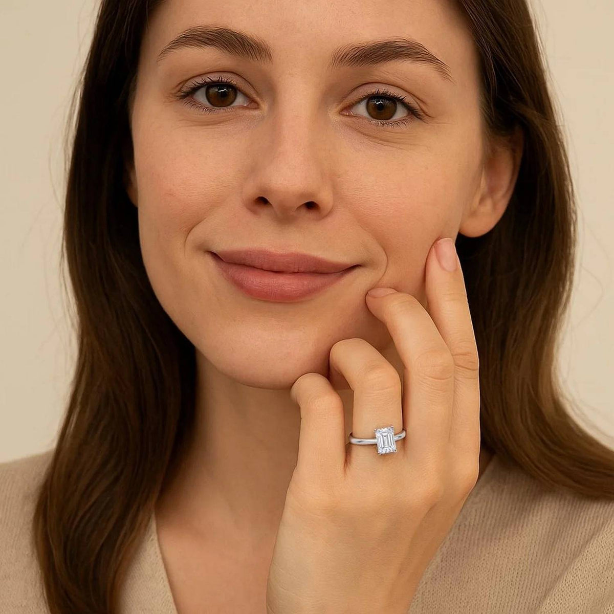 1 1/2 Carat Emerald Lab Grown IGI G/VS1 Diamond Solitaire Ring