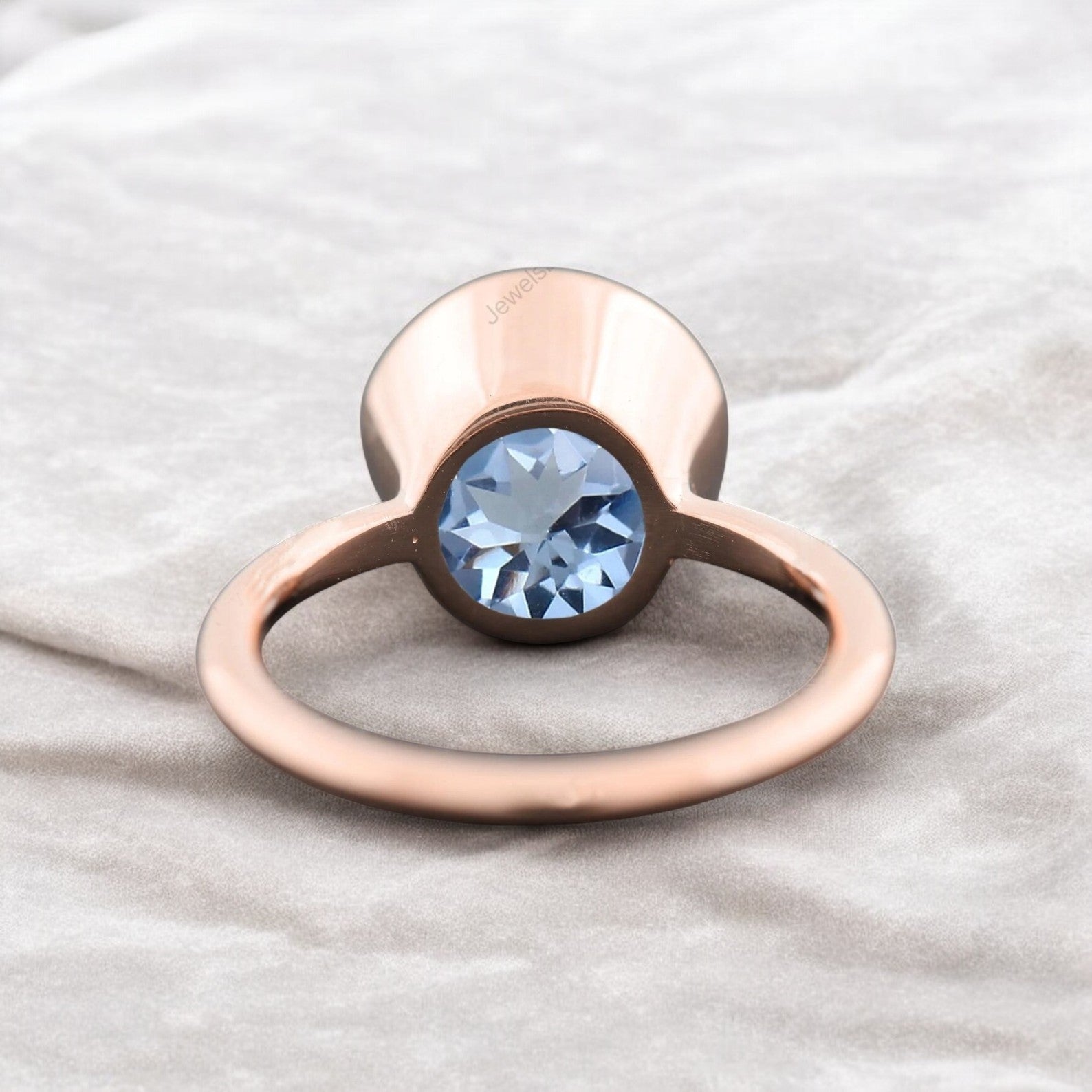 Aquamarine Bezel Solitaire ring - djoyr