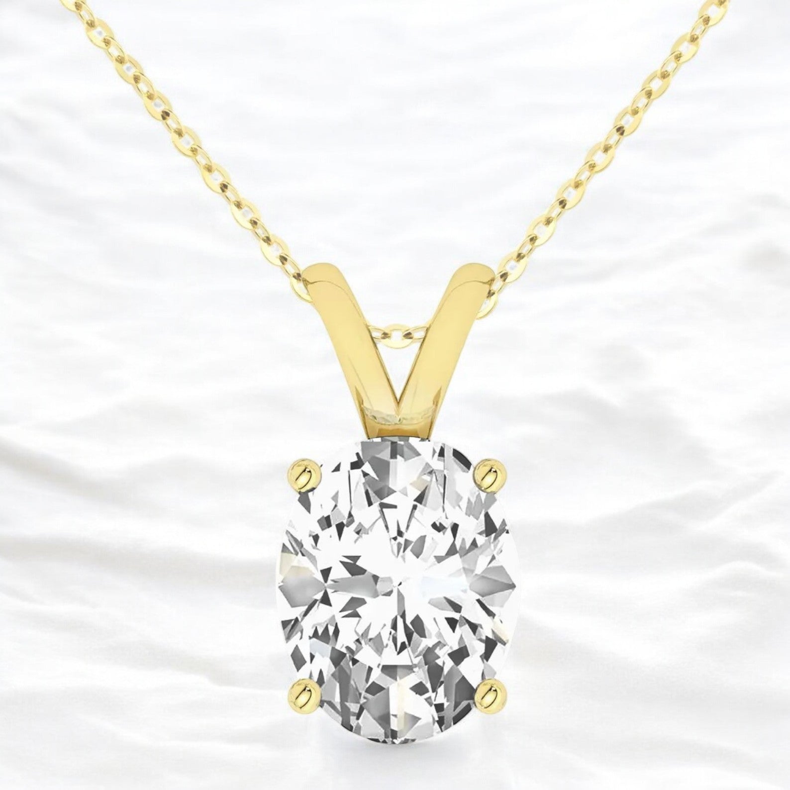 Oval cut Lab Diamond Solitaire Pendant - djoyr