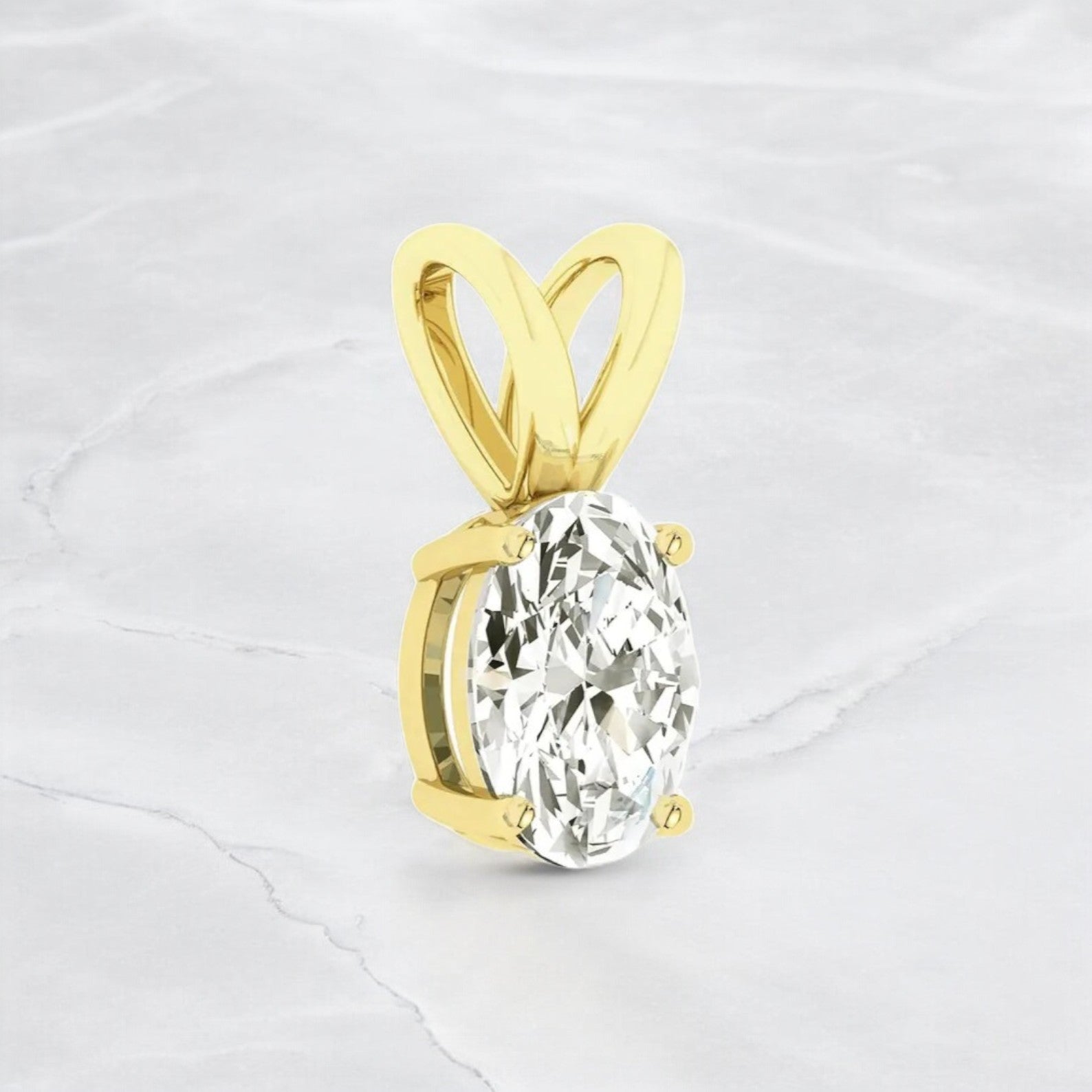 Oval cut Lab Diamond Solitaire Pendant - djoyr