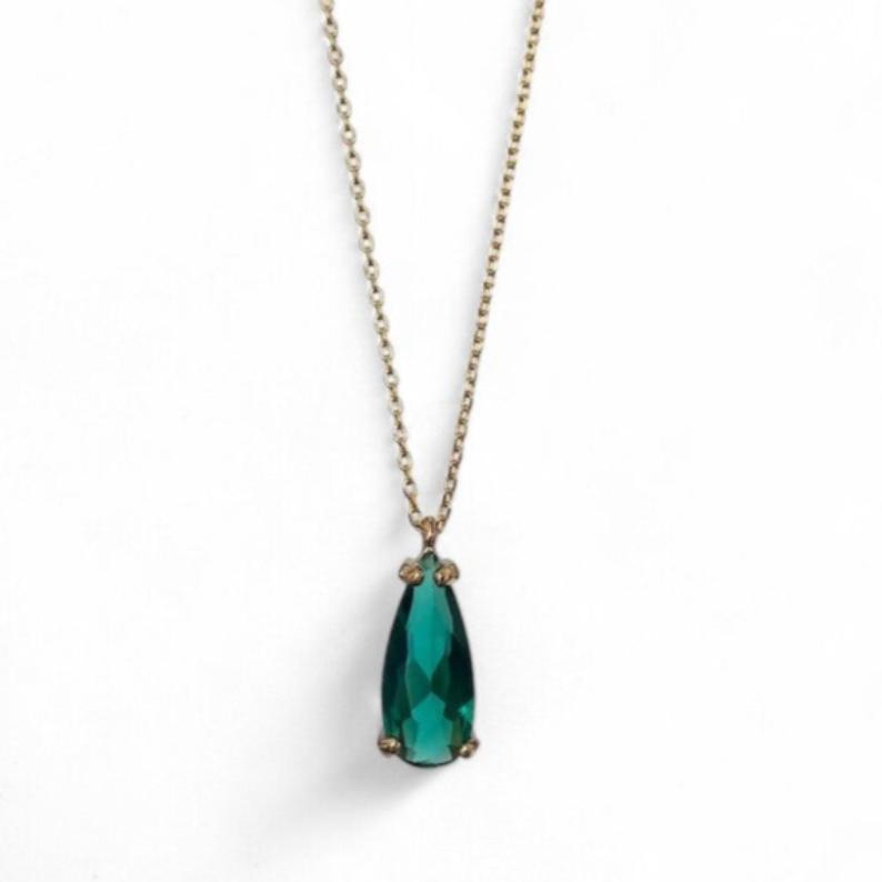 Lab Emerald Teardrop Pendent - djoyr