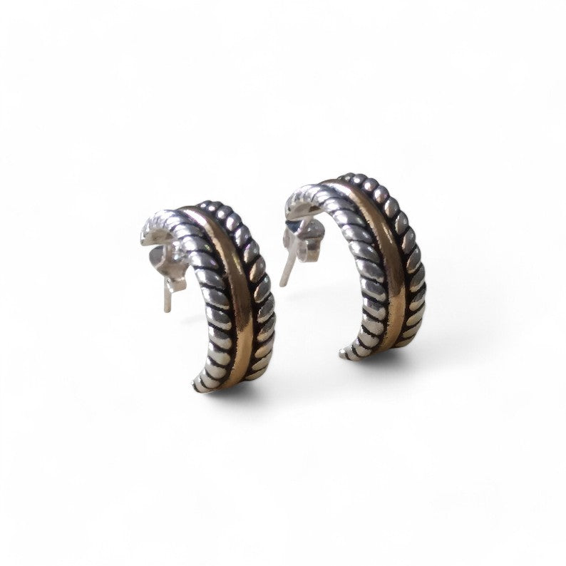 Two-Toned Twisted Hoop Earrings - djoyr