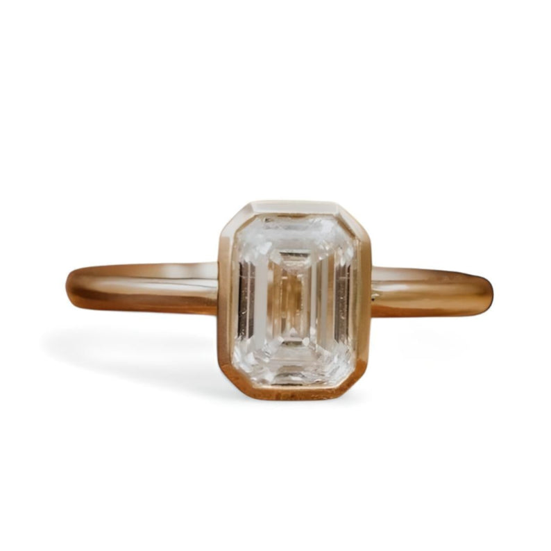 Emerald Cut Moissanite Engagement Ring