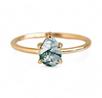 Moss Agate Pear Cut Ring - djoyr