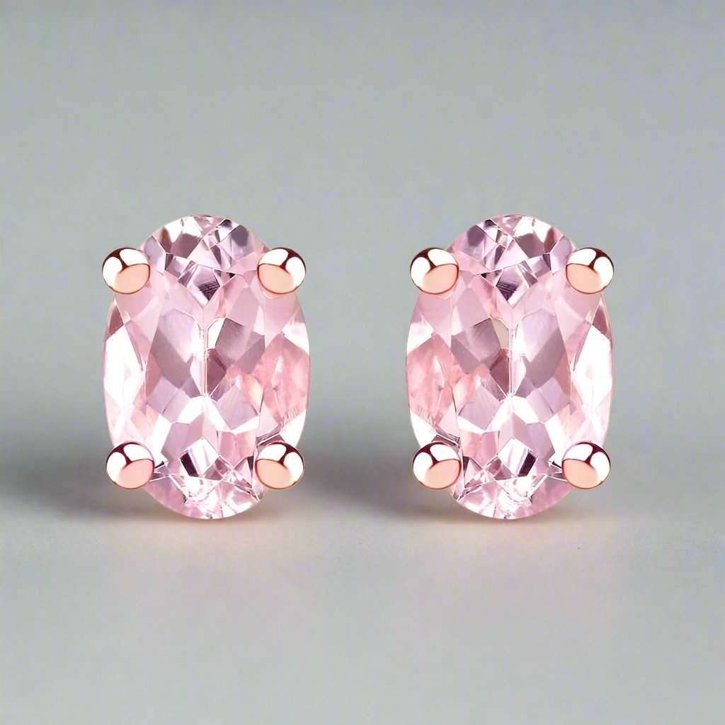 Morganite Oval Studs - djoyr