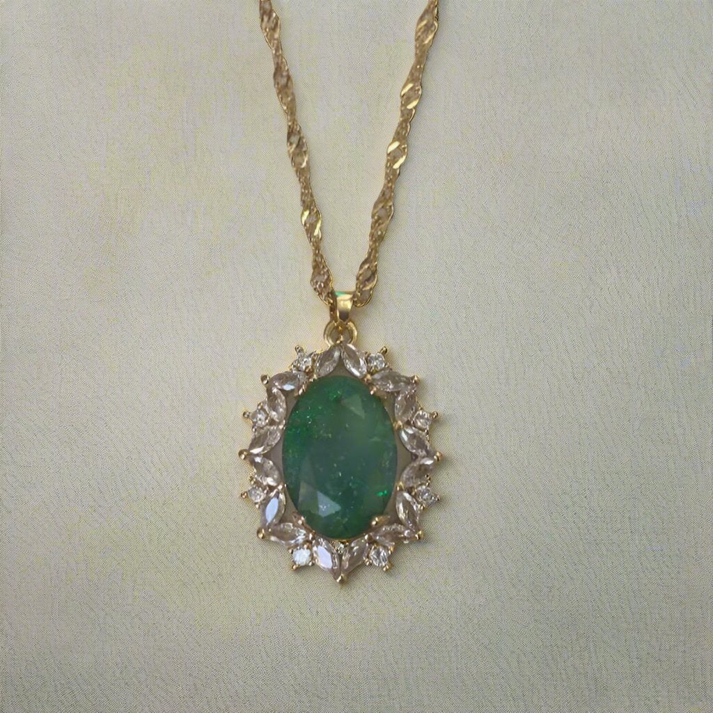 Lab Emerald Orphic Necklace