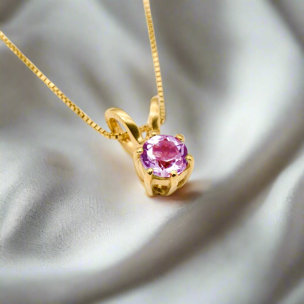 Amethyst Solitaire Pendent - djoyr