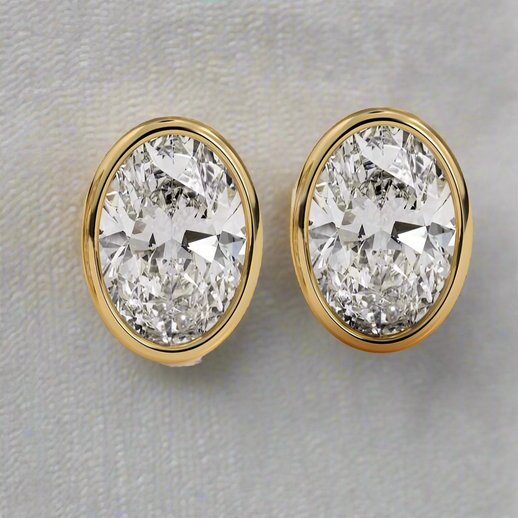 Lab Grown Diamond Oval Bezel studs