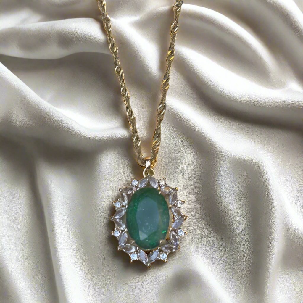 Lab Emerald Orphic Necklace