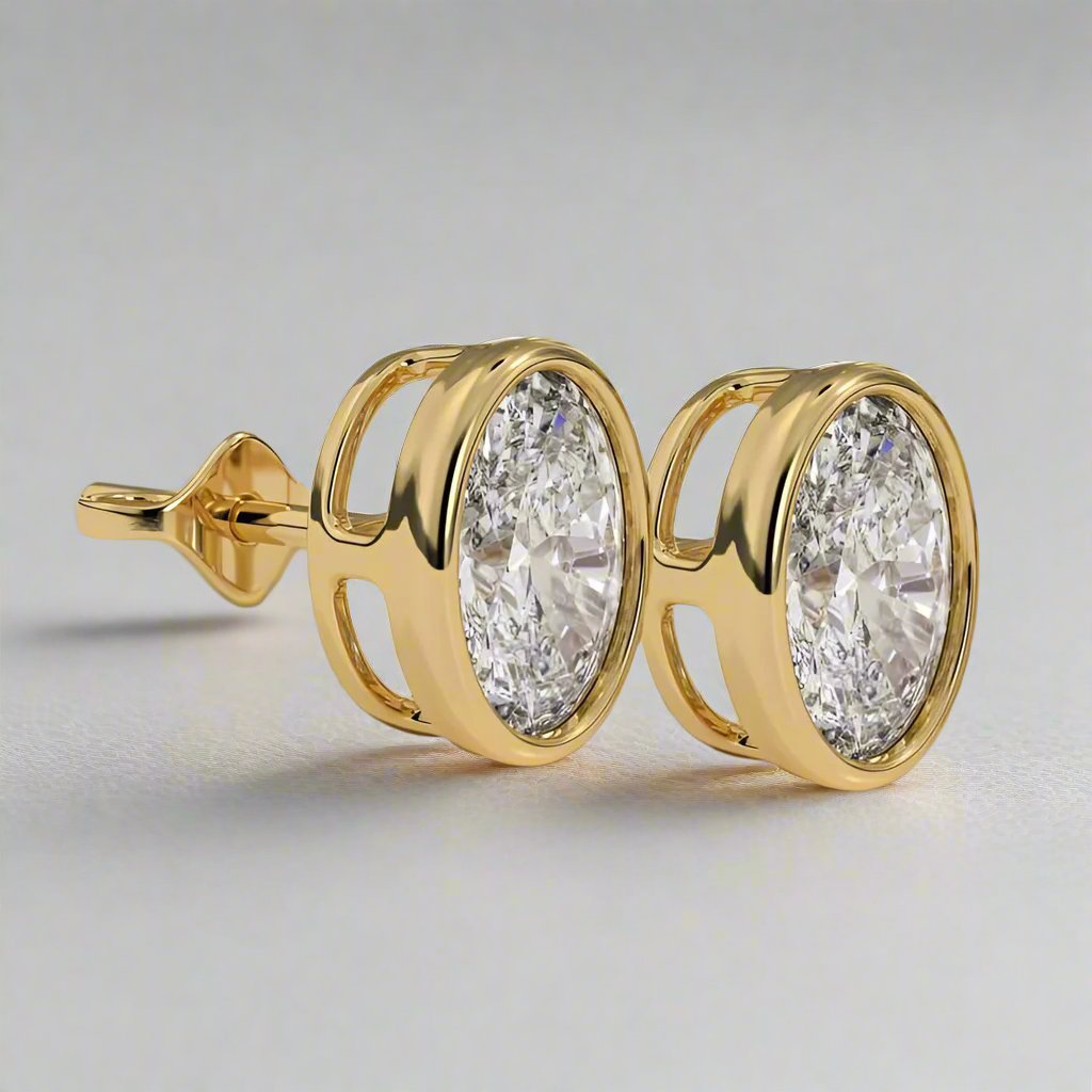 Lab Grown Diamond Oval Bezel studs