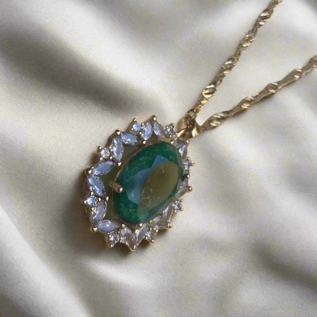 Lab Emerald Orphic Necklace