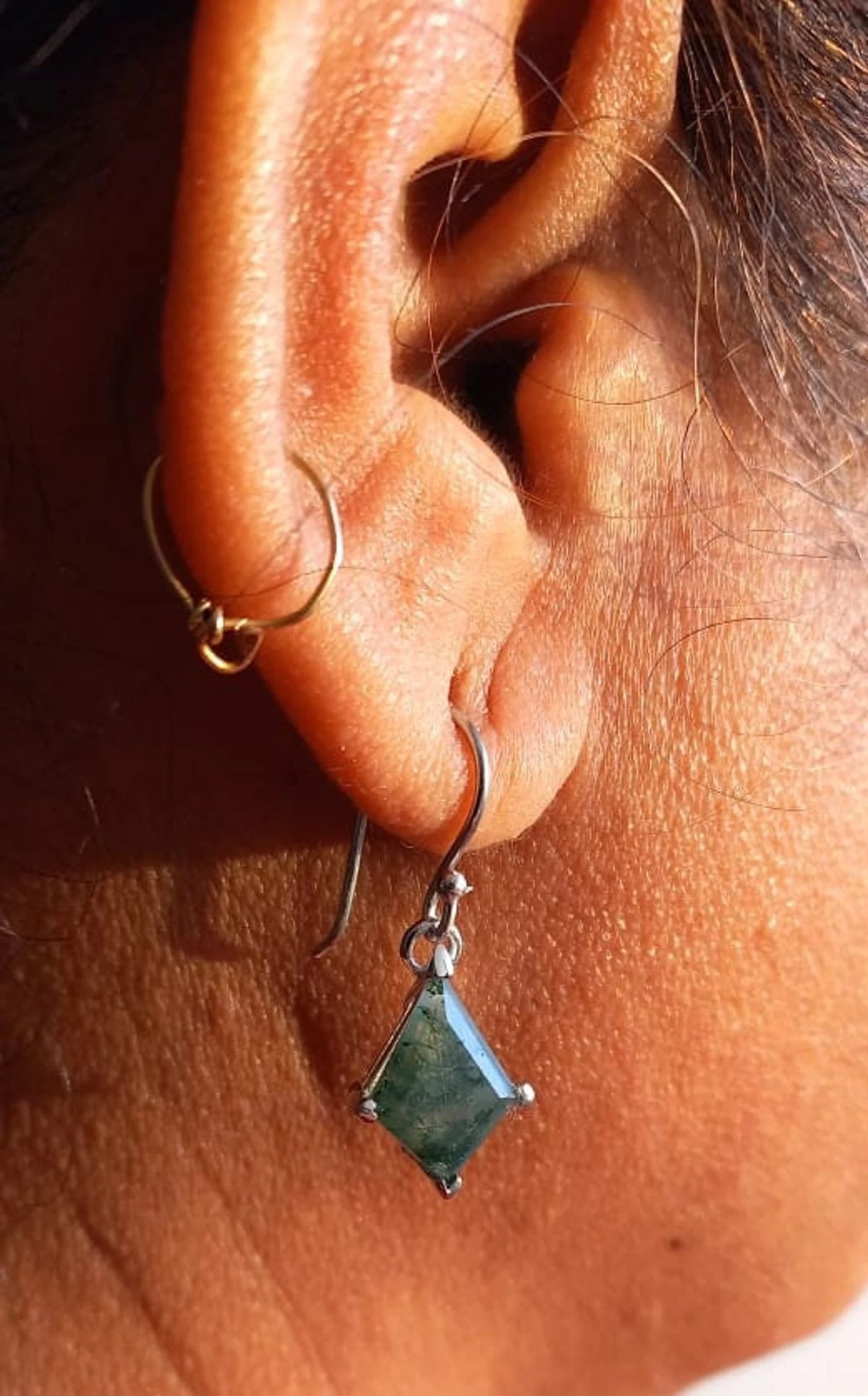 Delta Moss Agate Silver Earrings