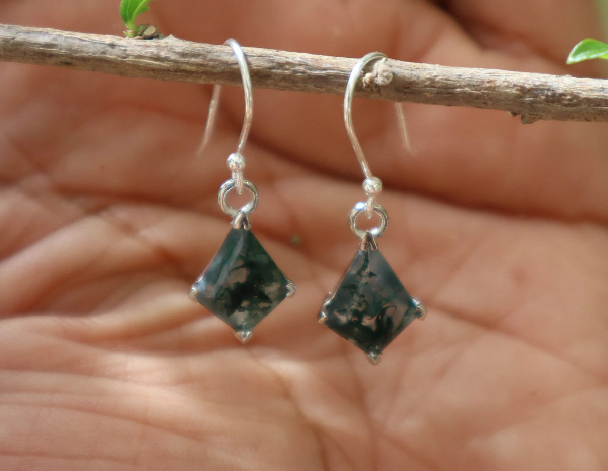 Delta Moss Agate Silver Earrings