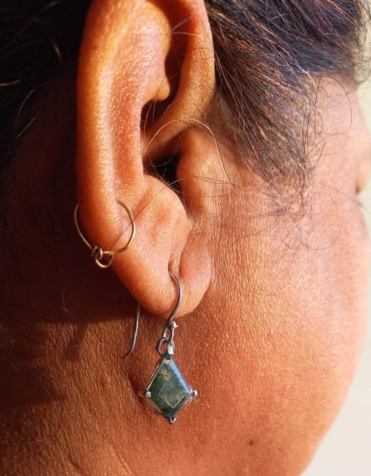 Delta Moss Agate Silver Earrings