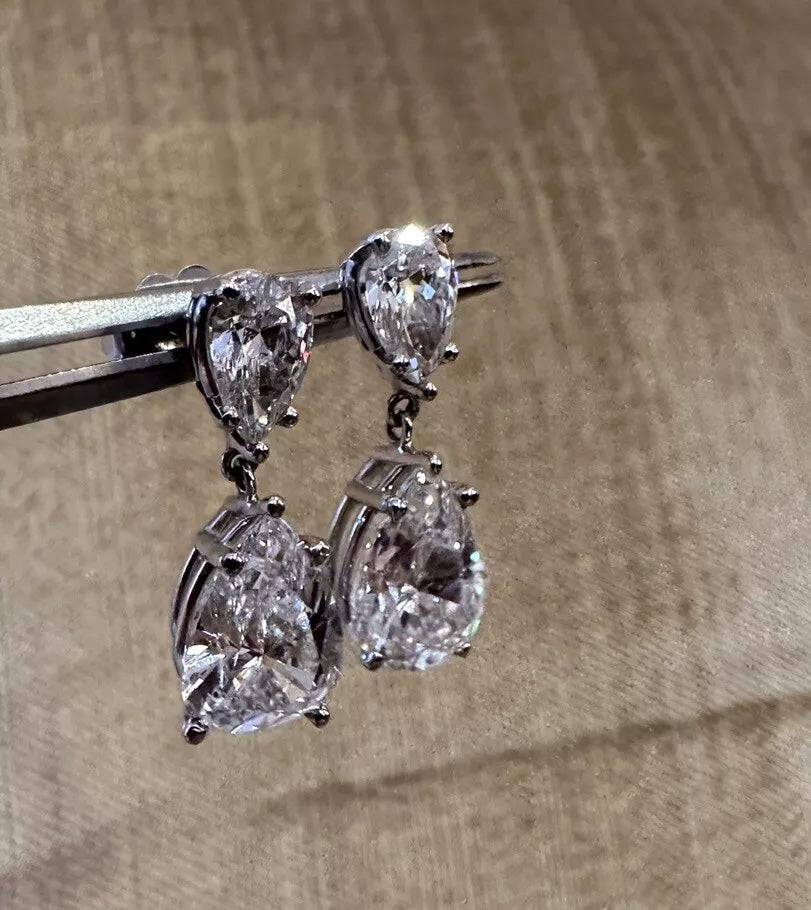 Pear Brilliance Moissanite Drop Earrings