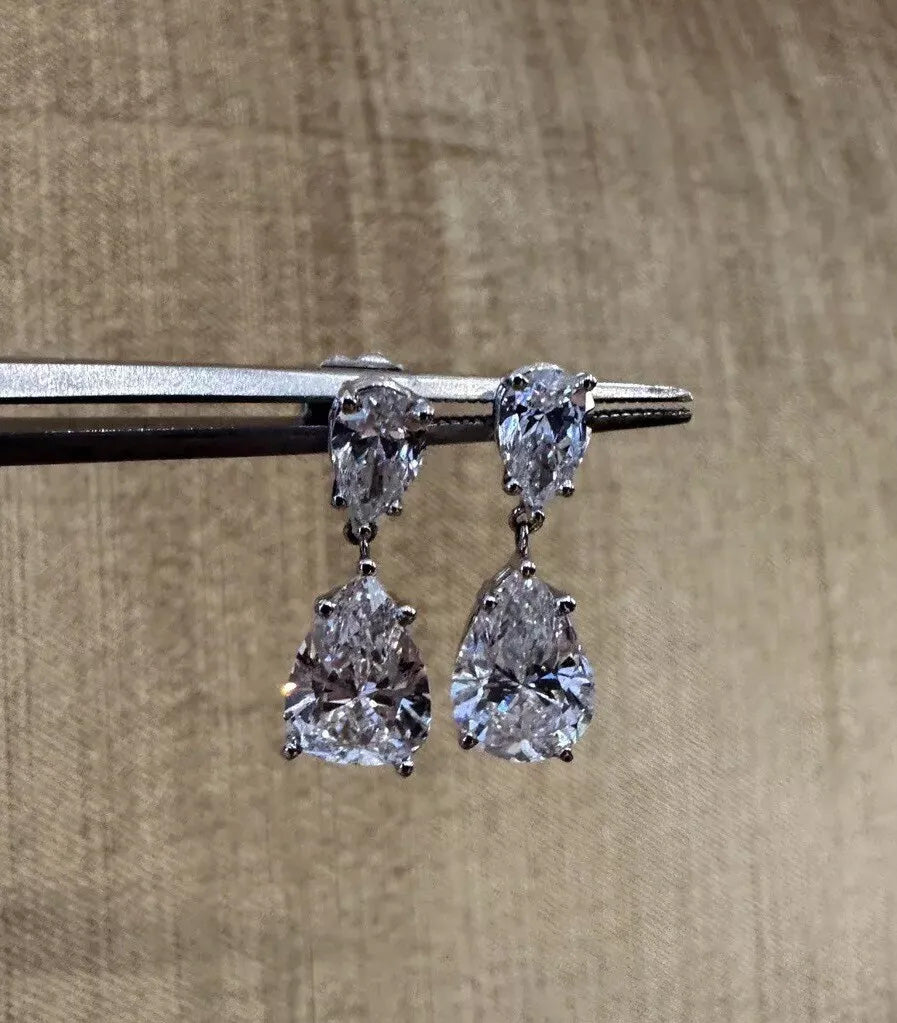 Pear Brilliance Moissanite Drop Earrings