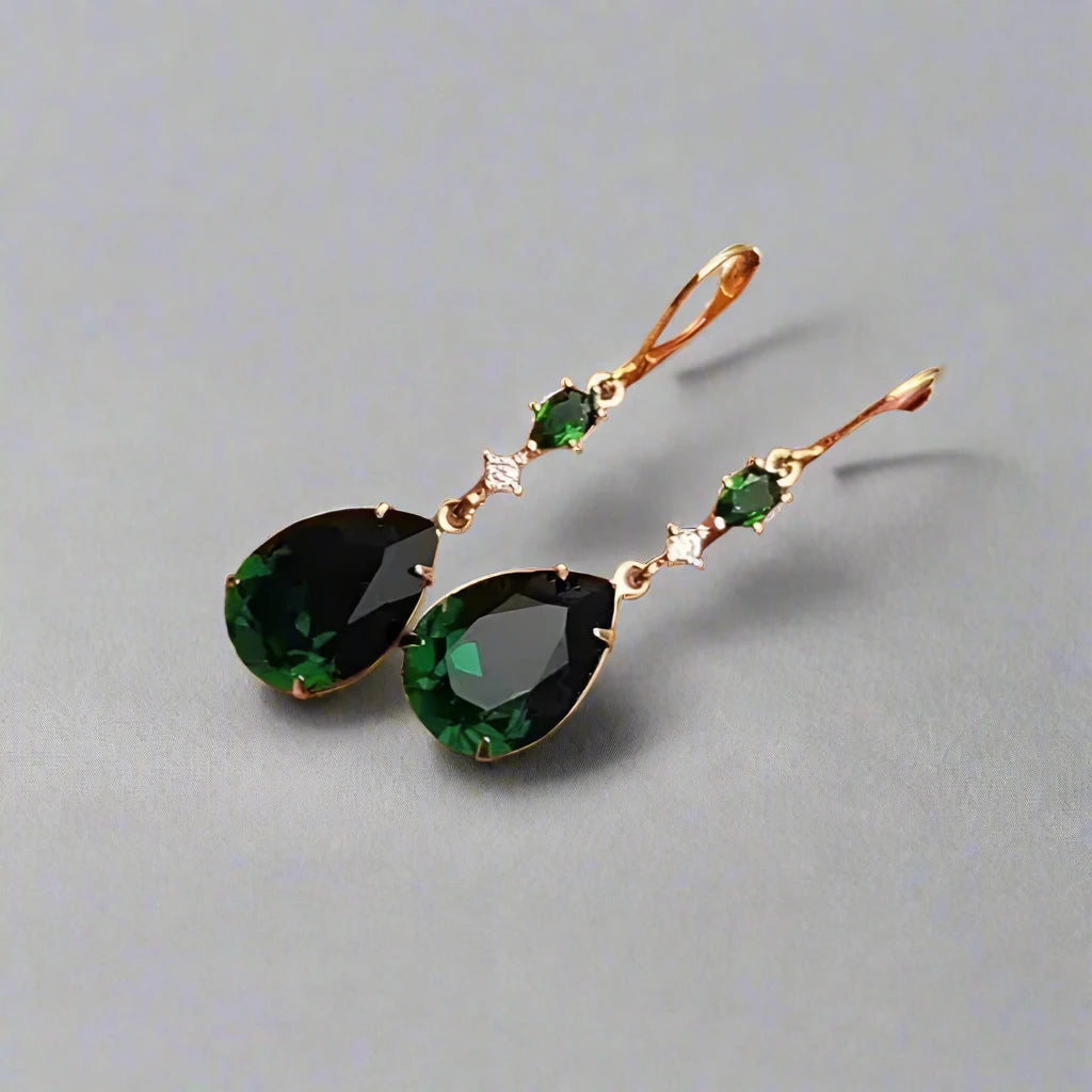 Lab Grown Emerald Drop Dangle Earrings