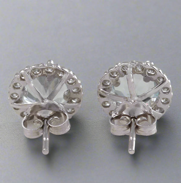 Aquamarine Halo Studs - djoyr