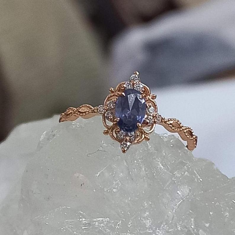 Tanzanite Ring - 18K Rose Gold sale Vermeil - Communication, Truth, Growth - Heart, Throat, Third Eye, Crown Chakra