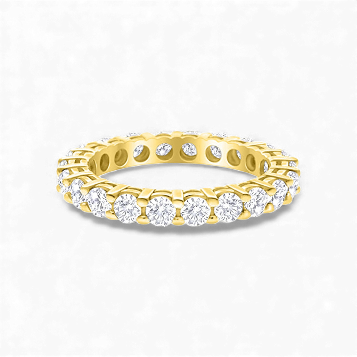 Round Cut Lab Diamond Eternity Wedding Band in 14K Yellow Gold
